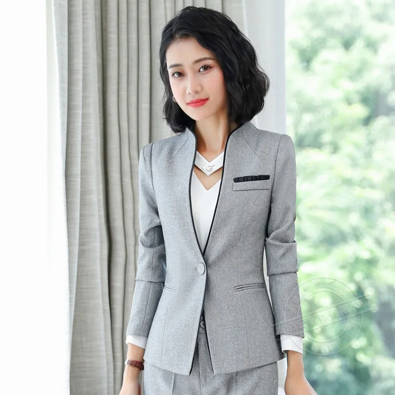 Novelty Gray Women Pants Formal Uniform Styles Women Business Work