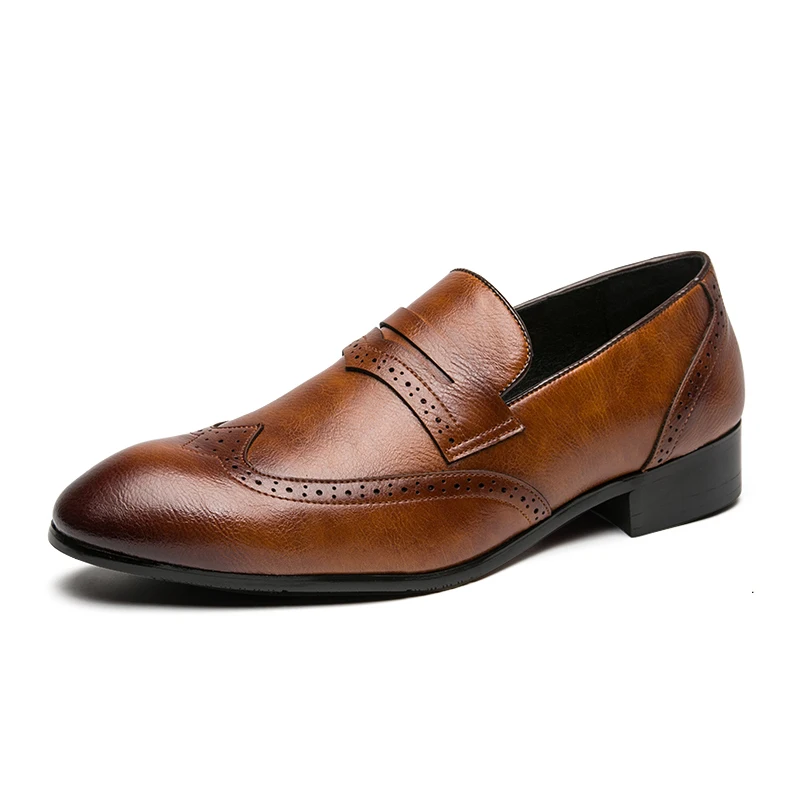 

Brogues for men trend a slip-on British style casual Korean version loafers summer breathable shoes