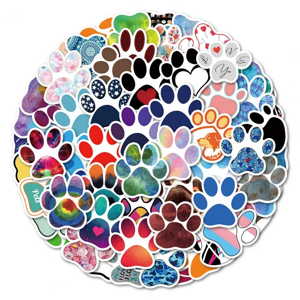 

Practical Skateboard Decals Creative Multicolor Dog Paw Computer Decals Paper Album Stickers Photo Supplies
