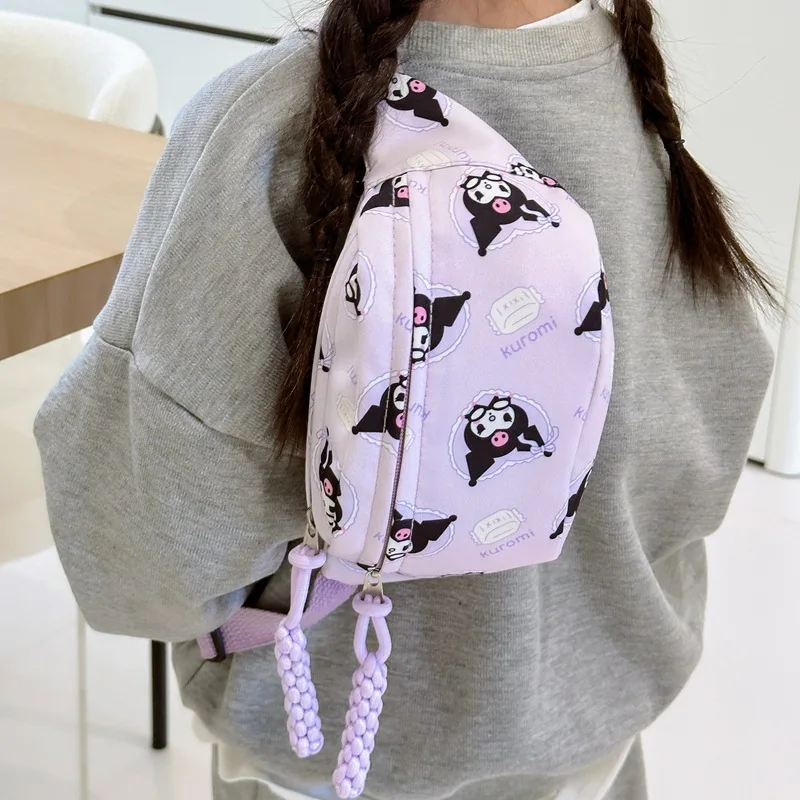 

Нагрудная сумка Sanrio Kuromi, нагрудная Сумочка через плечо в стиле коричного коричника с надписью «Hello Kitty», детский Подарочный кошелек для мелочи