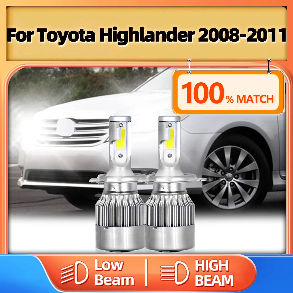 

20000LM Canbus Led Car Headlights Bulbs 120W H4 Turbo Lamp Bulbs 6000K White 12V For Toyota Highlander 2008 2009 2010 2011