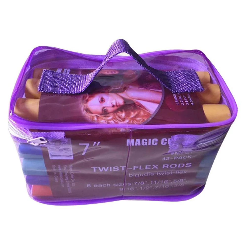 42pcs Twist Foam Hair Rollers No Heat Set Flexi Curling Rods Bendy Soft DIY Styling Tools for Long Medium Short Hair To Sleep in