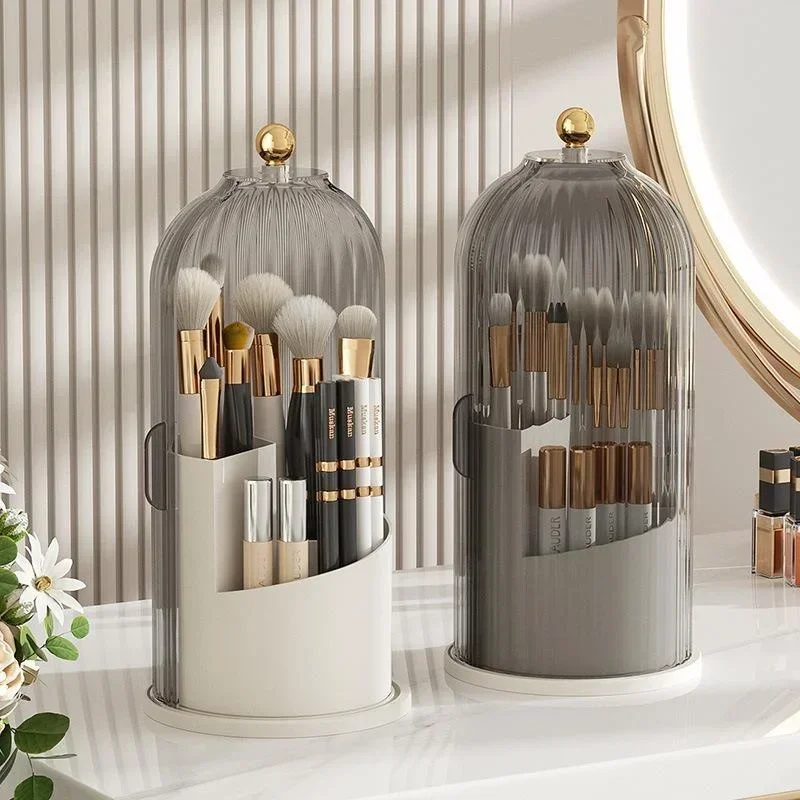 360 Rotating Makeup Brush Holder Desktop Makeup Organizer Cosmetic Storage Box Lipstick Eyebrow Pencil Holder Jewelry Container