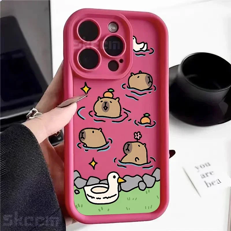Capybara-Themed Soft Silicone Shockproof Phone Case - Cute and Fun Design