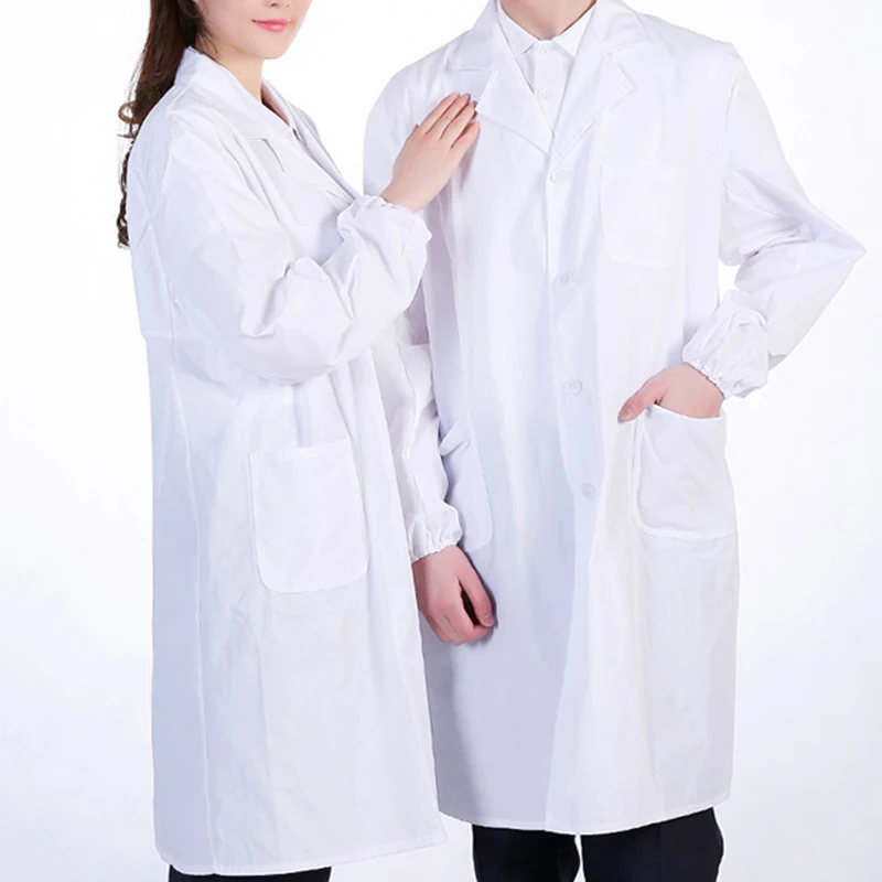 Nurse Scrubs Top Nurse Uniform Dress Nurse Uniform Suits S-3XL 5Styles Single-breasted White Long Nurse Doctor Work Clothes With Pockets Simple Men Women Lab Overalls Uniform Wear