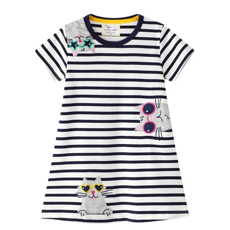 Girls Princess Dresses Cotton Summer Short Sleeve Children's T-shirt Dress Bright Baby Clothes Birthday Kids Toddler Costume