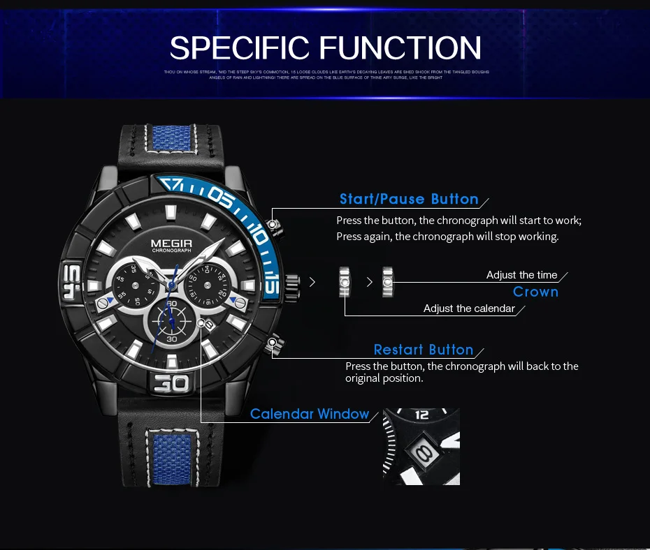 Watches for Mens Luxury Military Sports Watches Chronograph Leather Waterproof Date Quartz Wristwatch Man Clock_voghion.com