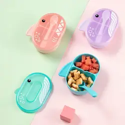 Juego de plato de entrenamiento para bebé, cuenco de bebé creativo y encantador, diseño de división, vajilla multifuncional de grado alimenticio PP con tiburón de dibujos animados, 1 Juego