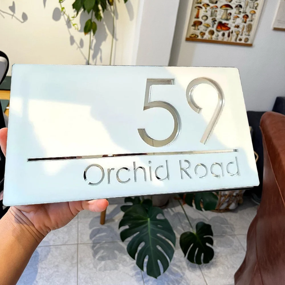 Custom Laser Cut Acrylic Modern 3D Floating House Number Sign Outdoor Street Name Waterproof Plate 28/40/45cm house number signs house numbers number plate