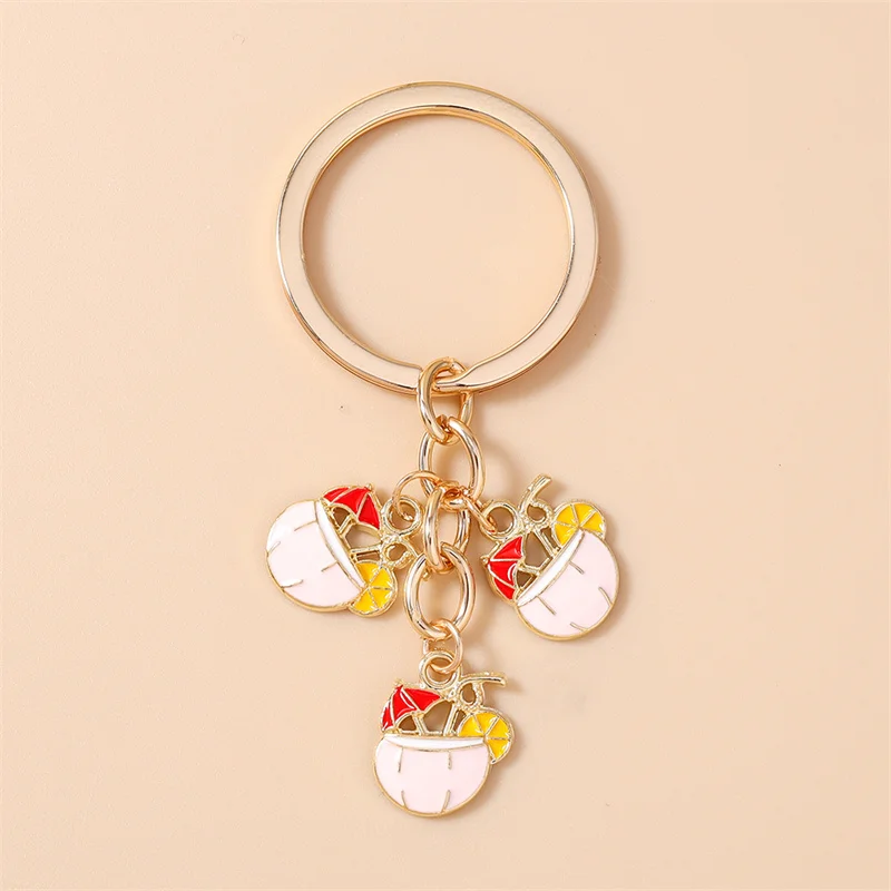 Aihua Niedlicher Kokosnuss-Schlüsselanhänger Sommer Strand Früchte Saft Schlüsselring Anhänger für Frauen Mädchen Handtaschen-Deko DIY Handgemachter Schmuck Geschenke – Detail 7