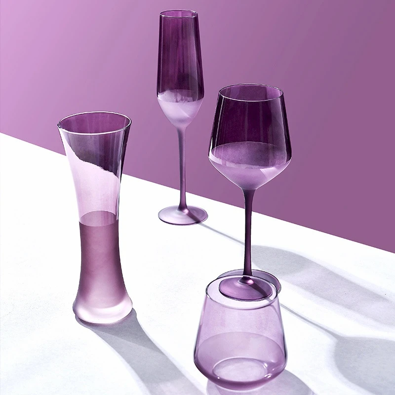 Purple Frosted Glass, French Style, High Aesthetic Grape Wine Glass, High Aesthetic Aesthetics, Champagne Glass