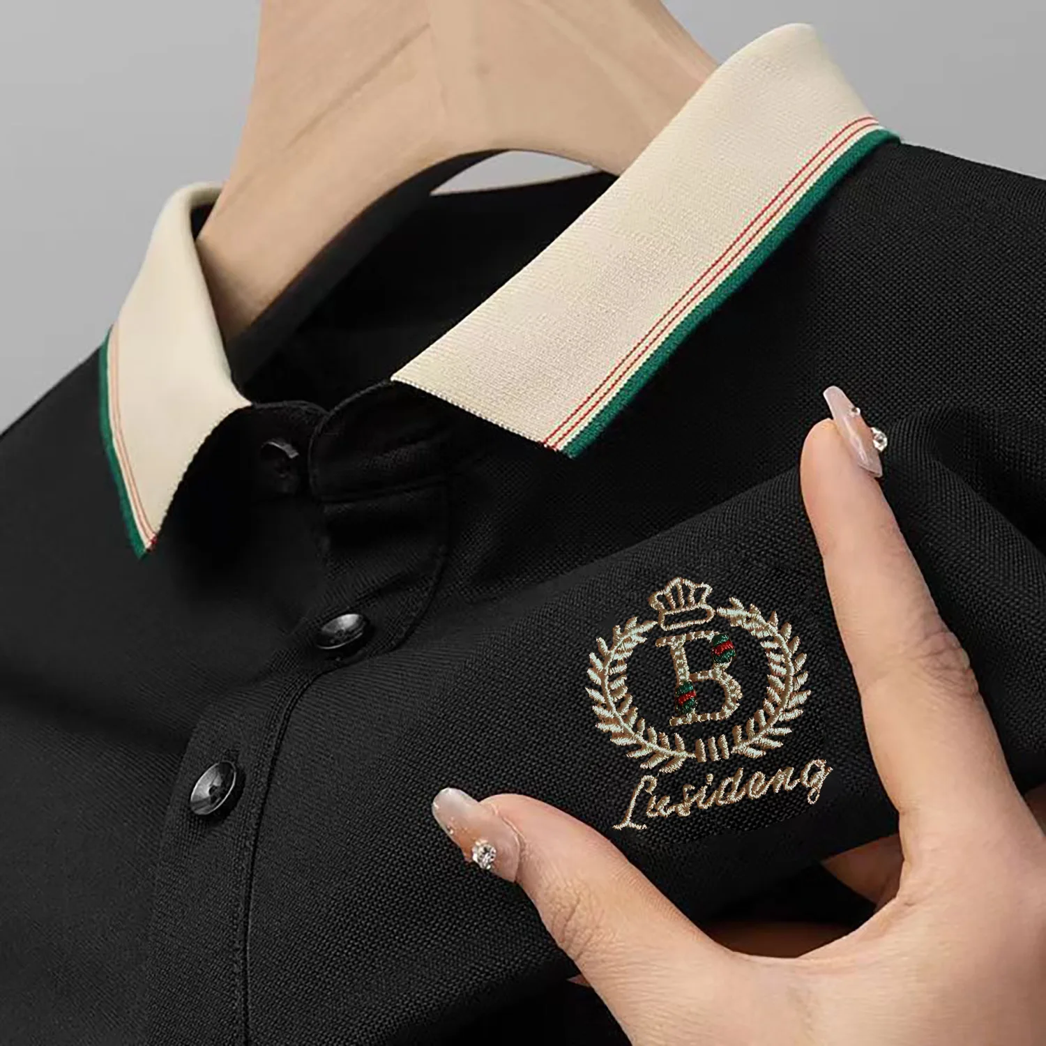 

Новая высококачественная Модная брендовая Неметаллическая рубашка-поло с вышивкой, свободная повседневная одежда с лацканами, 1 Повседневная деловая рубашка