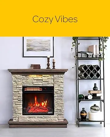 Description Picture 4 of itemFreestanding Electric Fireplace Stove Heater with 3D Flame Effect for 1,000 Sq. Ft. Room, Black