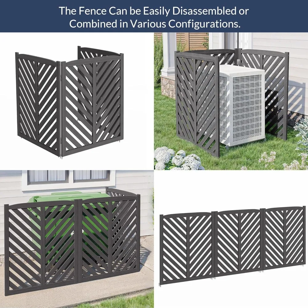 Privacy Air Conditioner Fence 3-Panel Wooden Enclosure - 41" 3