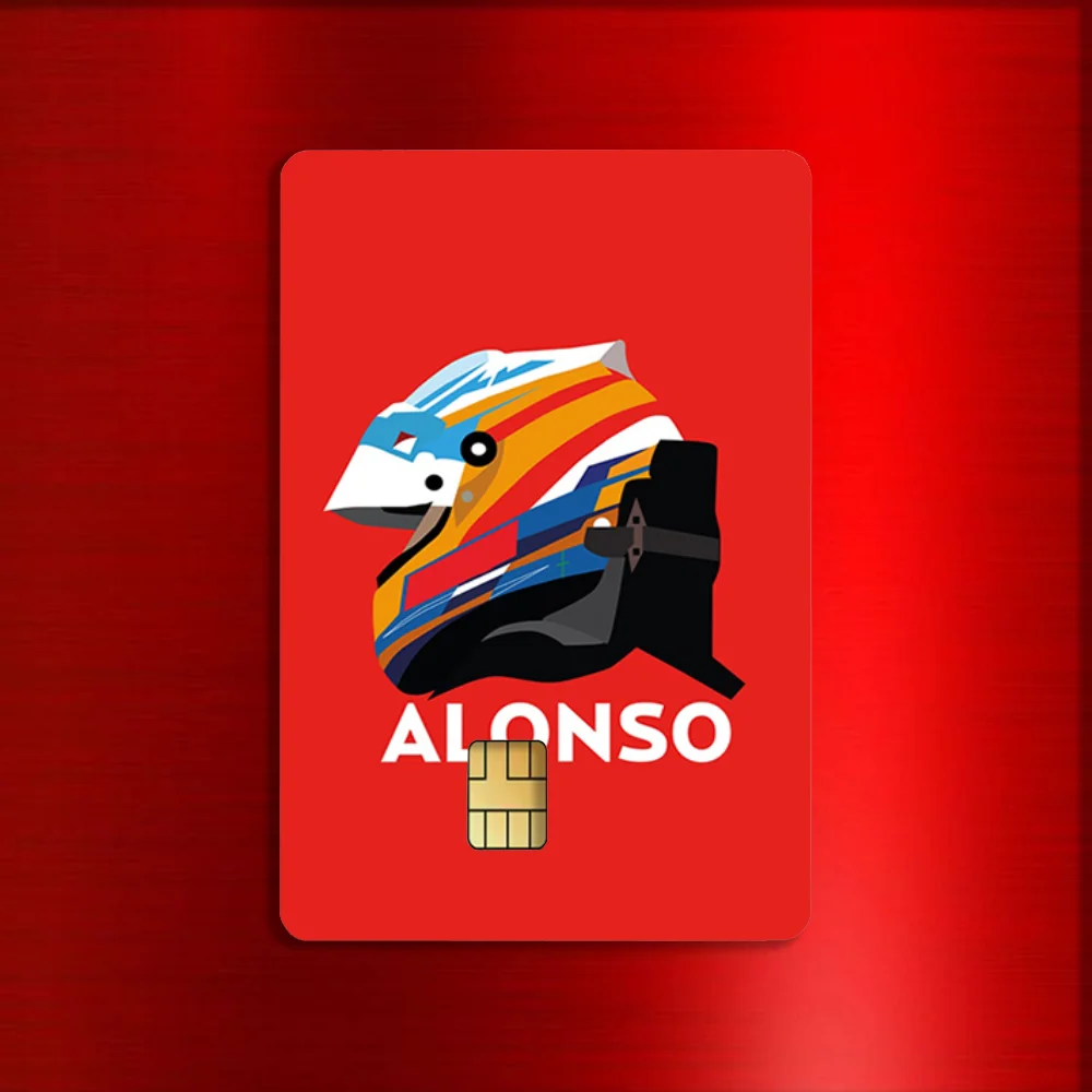 Racing Driver F-Fernando Alonso Stickers For Debit Bank Credit Cards Metro Bus Pass Sticker Decoration Cover 4PCS Card Skin