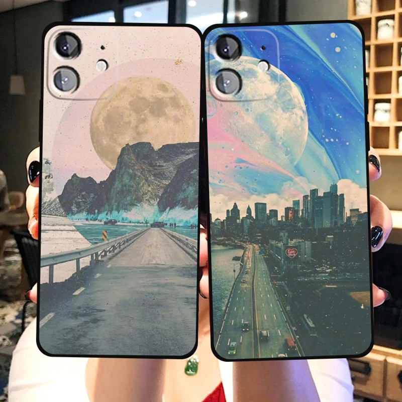 iphone xr phone case Luxury Couple INS Landscape Phone Case For iPhone 11 12 Pro Max 13 Mini X XS XR 7 8 Plus SE 2020 6S 6 phone Soft Fundas Cover iphone xr card case