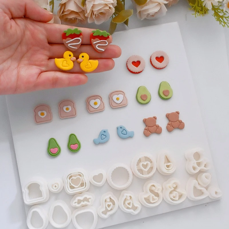 Cute Fruit/animal Shape Polymer Clay Cutter Mini Love Toast/avocado Polymer Clay Mold DIY Earring Jewelry Cutting Tool