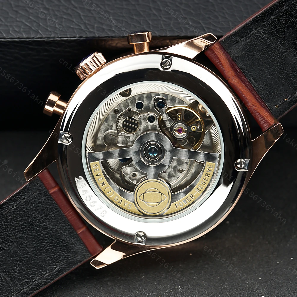 2022 Fashion New Men's Automatic Watch 44mm Sapphire Crystal Glass Stainless Steel Leather Strap Sports Leisure Waterproof