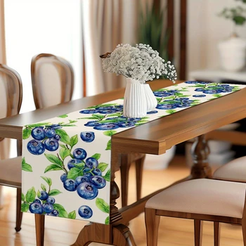 Blueberry Floral Table Runner Home Decor to Living Room & Dining Area Kitchen Dining Room Perfect for Coffee Tables