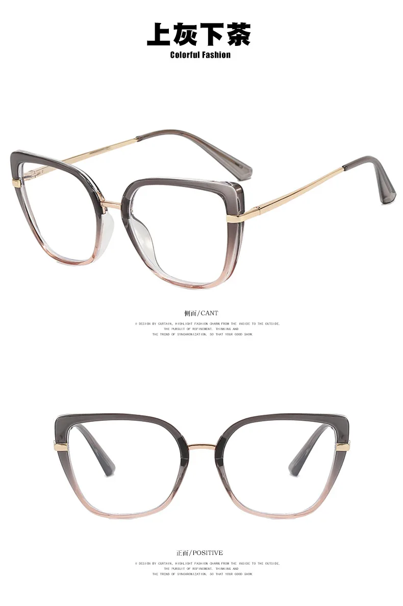 Trendige Luxus-Designer-Retro-Metall-Katzenaugen-Brille für Damen und Herren, Computerbrille aus TR90 mit Blaulichtfilter zum Lesen. – Detail 9