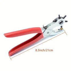 Heavy Duty Revolving Leather Hole Puncher, 9 Adjustable with 6 Size Options (Silvery)