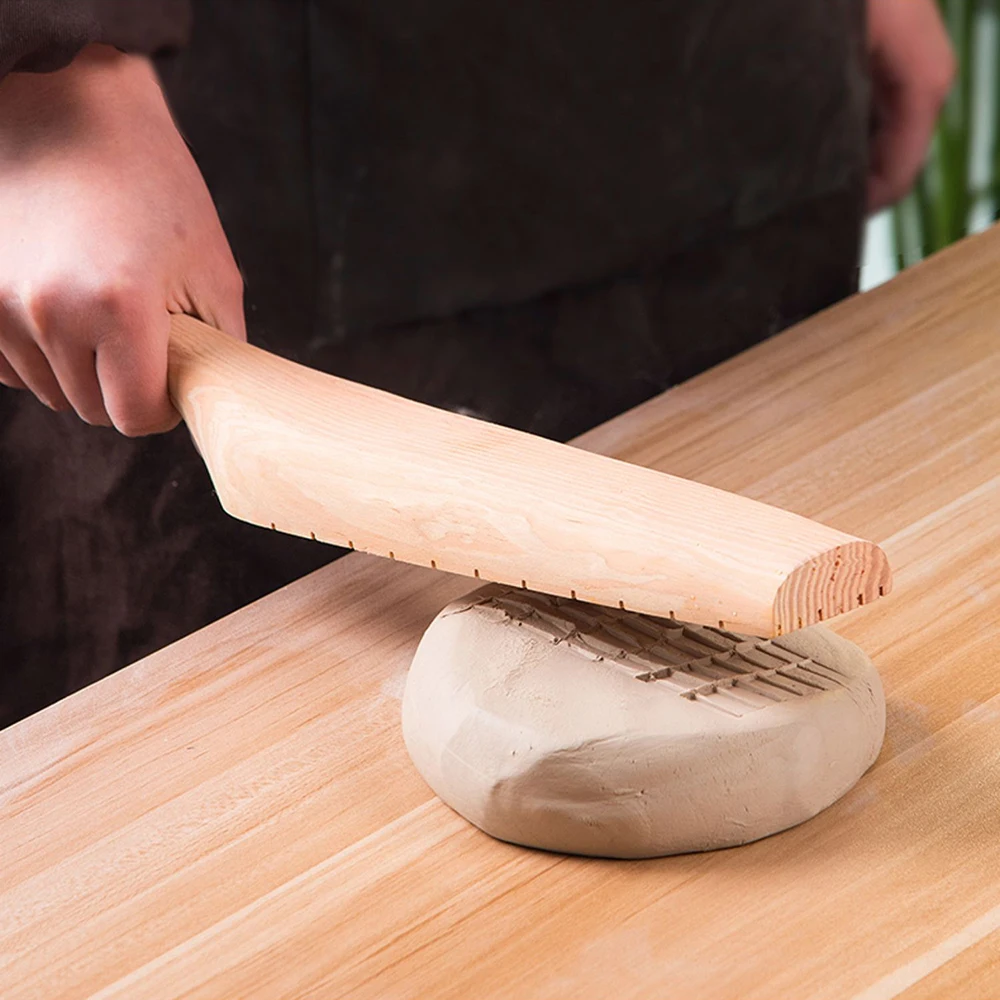Strumenti in ceramica argille in legno Texture Hammer, foglio di fango che forma strumento Pat strumento per modellare la teiera per l'argilla aumentare la tenacità