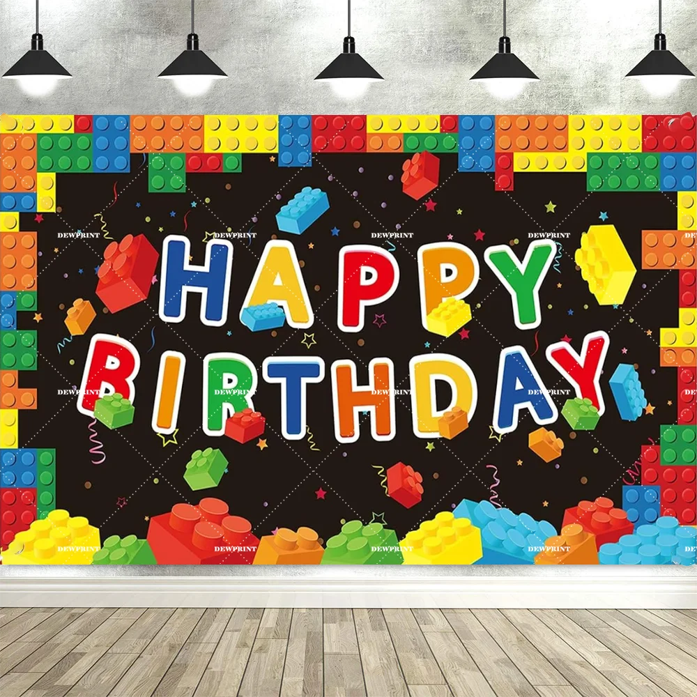 Vibrant Building Blocks Birthday Backdrop
