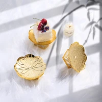 Metal Golden Square Foot Tray Fruit Plate Snack Tray Afternoon Tea Cake Plate Stainless Steel Hollow High Foot Tray Storage Tray 2