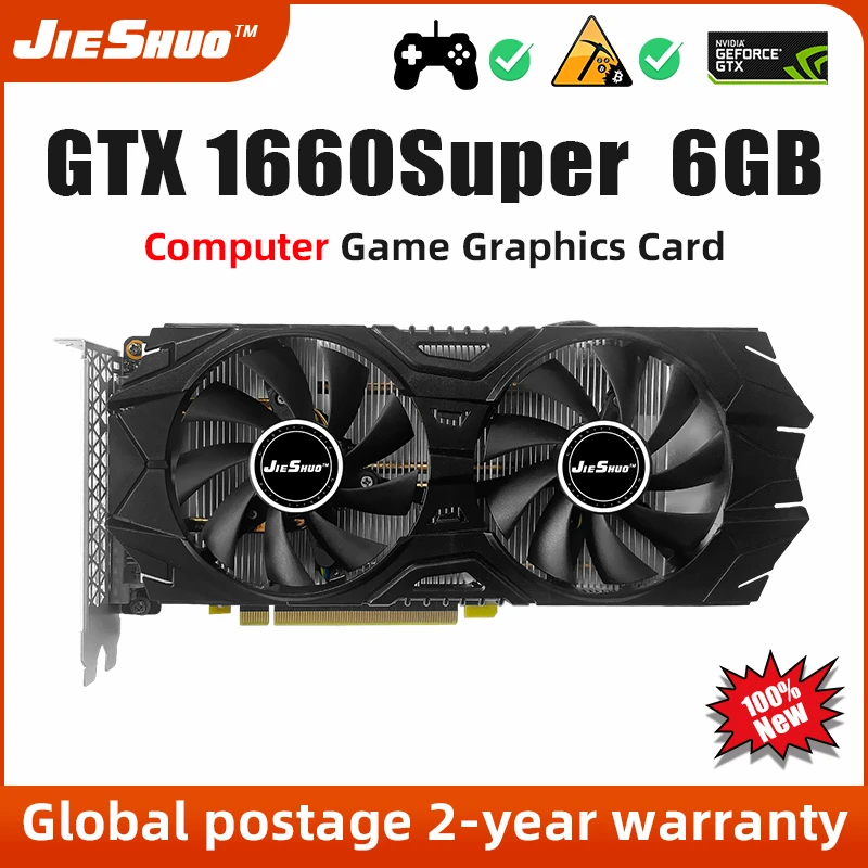  JIESHUO 100% brand new gtx1660super 6gb 192bit  gaming graphics card nvidia gtx 1660 super 6gb graphics card gpu desktop gaming 