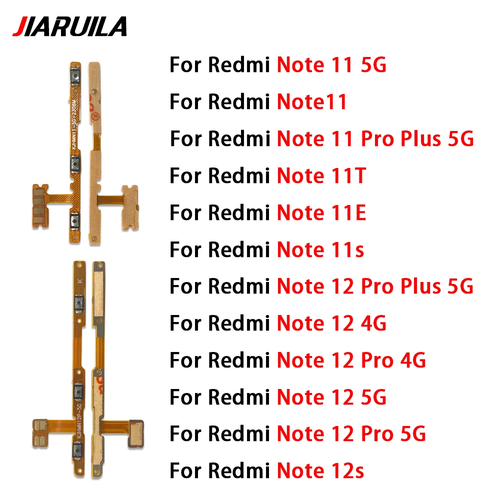 

10 Pcs Power Switch On/Off Button Volume Key Button Flex Cable For Xiaomi Redmi Note 12S 11S 12 Pro Plus 5G 4G