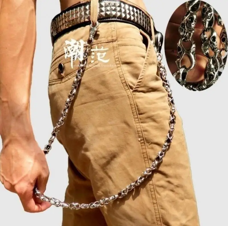 Personalità Punk Cool Skull Pants Catena Portachiavi Catena In Vita Uomo Muslim'S Moto Biker Rider Hip Hop Rock Accessori Per Gioielli