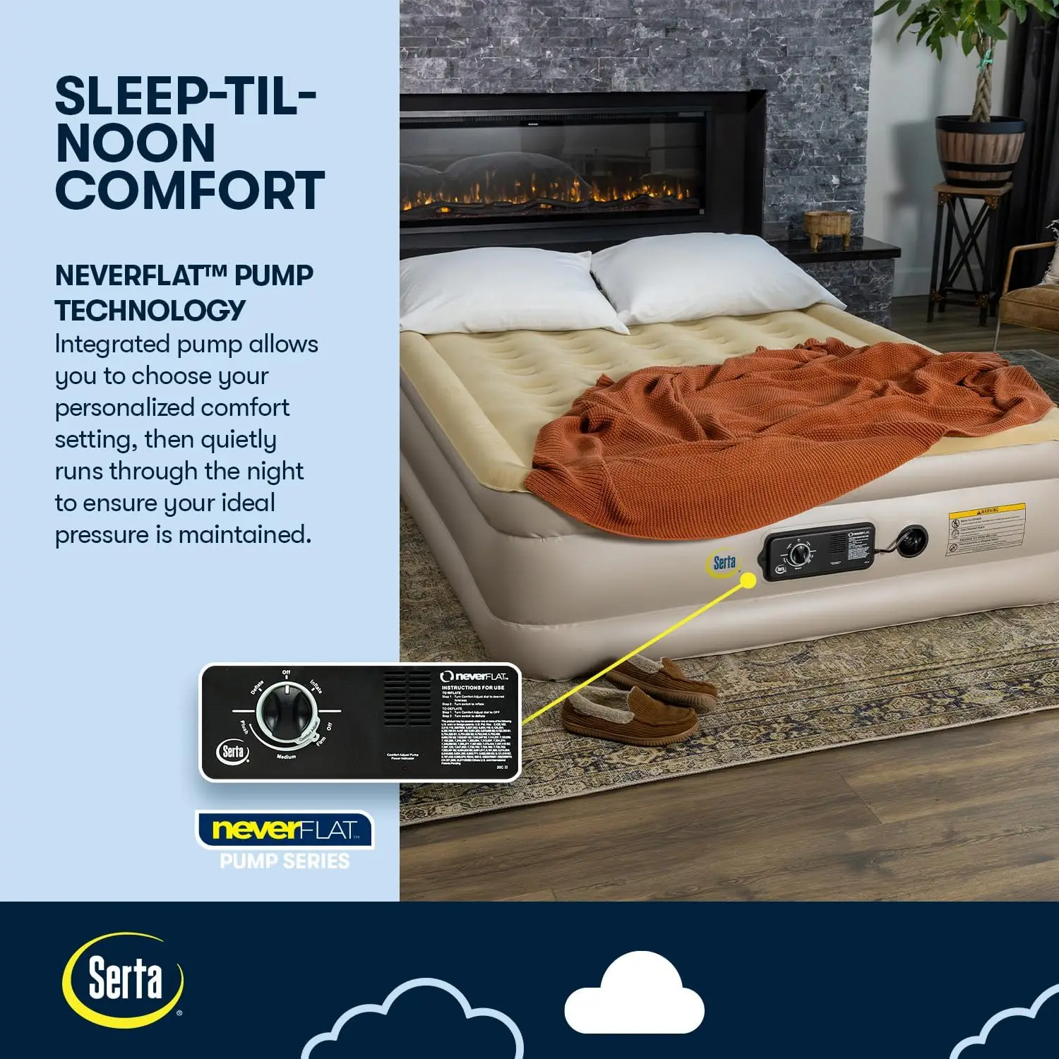 Queen Air Mattress with Dual Pumps-Self-Inflating, Never Flat Technology for Comfortable Sleep