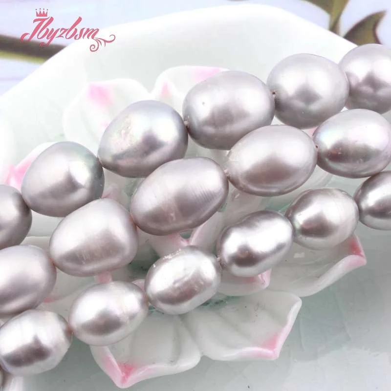 5-6,7-8,8-9mm Oval Gray Freshwater Pearl Loose Beads Natural Stone Beads For DIY Necklace Bracelets Jewelry Making Strand 15