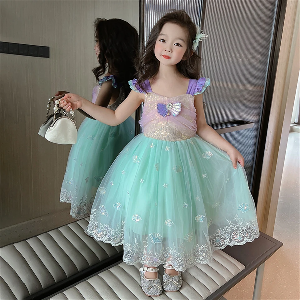Vestido Princesa Sereia, sereia para meninas - tusereia para roupa  Halloween para dama honra casamento Xinxi