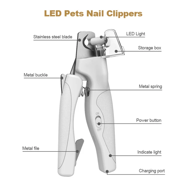 Professional Pet Nail Clippers with Led Light Pet Claw Grooming Scissors for Dogs Cats Small Animals Paw Nail Trimmer Pet Supply 6