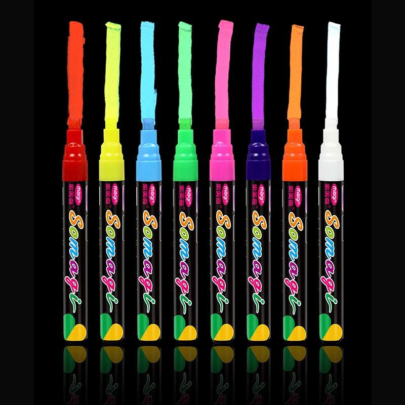 키트 8 색 액체 분필 펜 형광펜 지우개 LED 블랙 보드, 화이트 보드 낙서 LED 광고 칠판