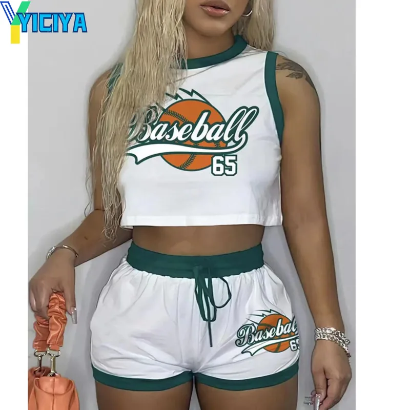 

YICIYA pants sets Two-piece set tank top Training suit t-shirts matching new vest and short pant tracksuit Famale women 2023 90s