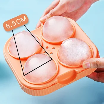 대형 실리콘 아이스볼 메이커 트레이, 대형 6.5cm 3D 원형 구, 하이 볼, 아이스 큐브 모양 몰드, 위스키 업그레이드 바 도구