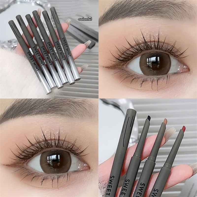 Silky Long-lasting Eye Liner Pencil  Eyeliner Pen Natural Matte Wine Red Eyeliner Easy To Color Waterproof Eye Make Up Cosmetics 6