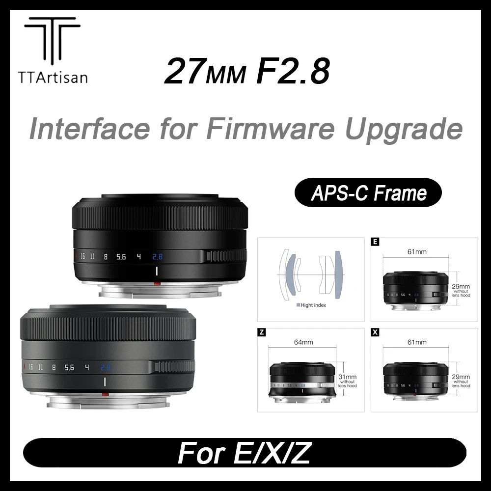 Ttartisan 27Mm F2.8 Aps-C Frame Auto Focus Eye Recognition Focus Obiettivo Della Fotocamera Per Nikon Z Fuji Xf Sony E-Mount