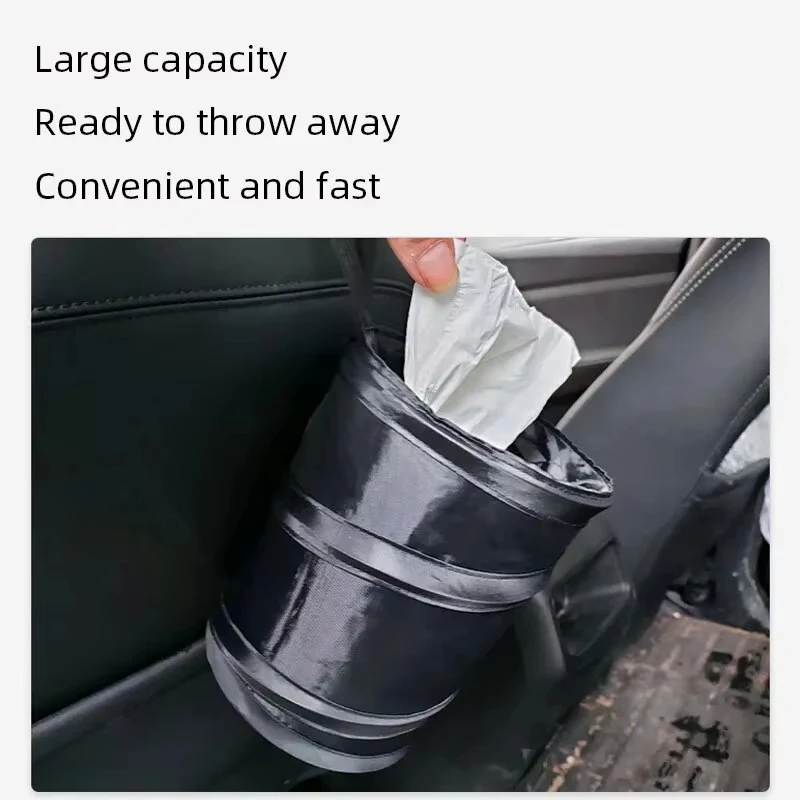 Car Trash Can Portable Durable Foldable Hanging Chair Back Oxford Cloth 1pc
