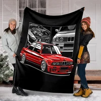1PC Classic Racing Car Print Blanket Soft and Warm Suitable for Adults and Children Deluxe Gift Multiple Sizes Blankets for Beds 1