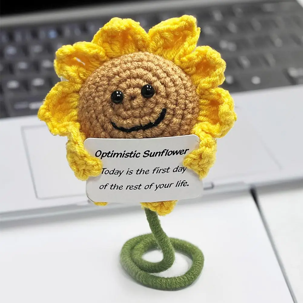 Hand-Crochet Artificial Sunflower Flower Knitt Doll Cute Handmade Gift Idea Home Decor/Tabletop Display Ornaments
