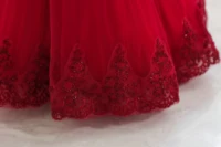 Robe de princesse pour enfants, robe à fleurs avec nœud brodé à la main, sans manches, robe de soirée, de noël et d'halloween, rouge 6