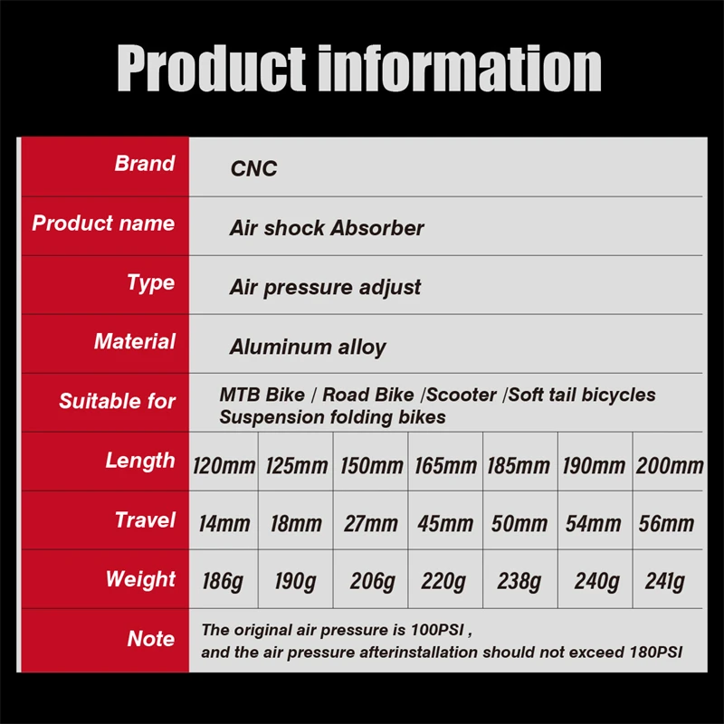 CNC Suspension Lock MTB Air Rear Shock Suspension For Mountain