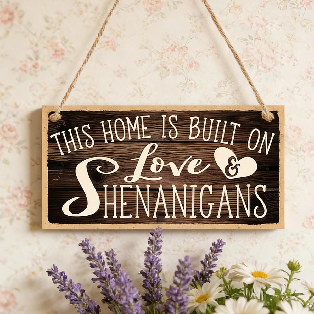 1PC, simple and creative English signboard, lightweight wooden material warm decorative hanging plate