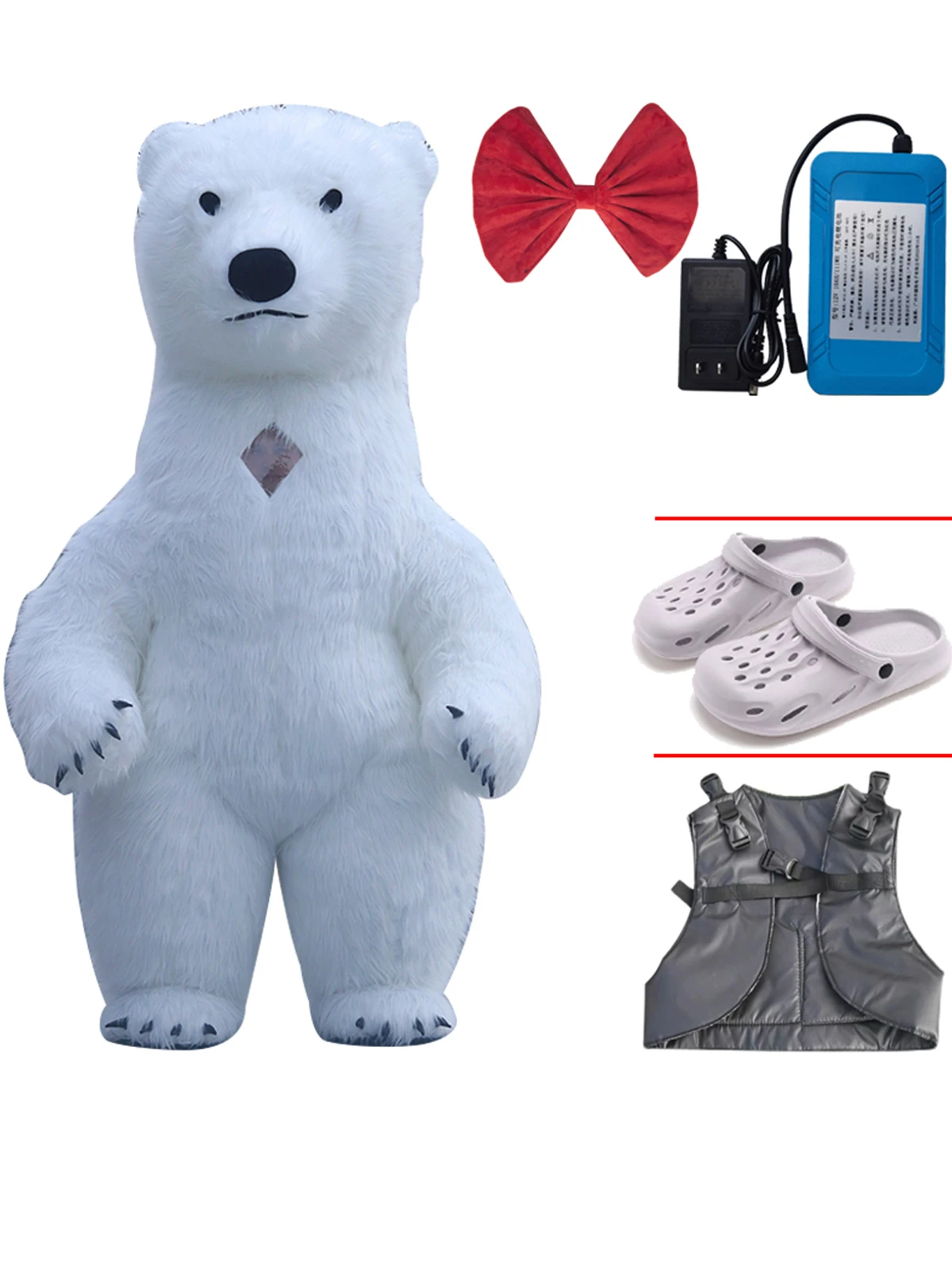 

Гигантская панда opblaasnaked Kostuum Street Grappige Ijsbeer Mascotte Kostuum Partij Косплей Pluche Pop opblaasnaked Mascotte Kostuum