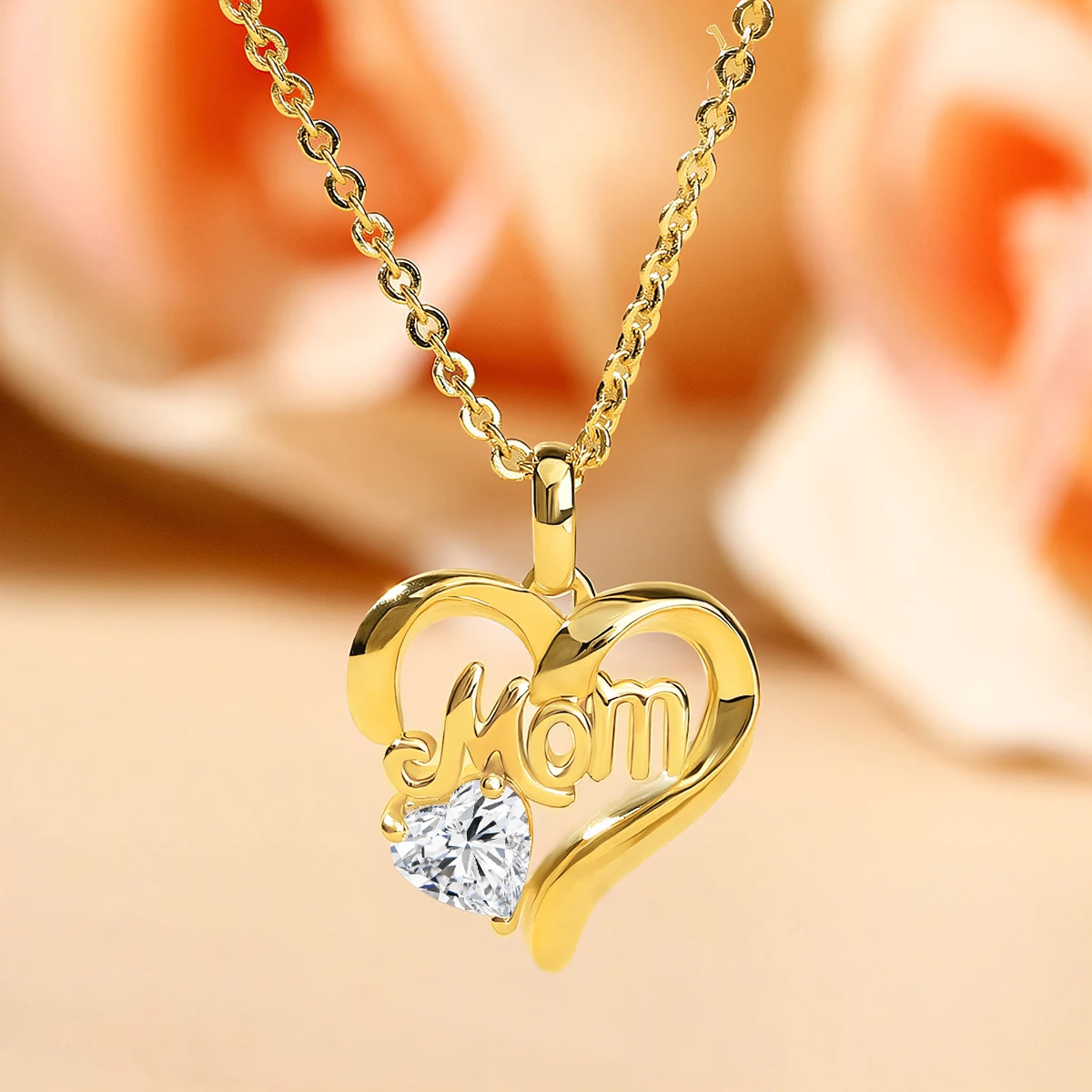 Luxury Mum Gift Real 14k Gold Heart Necklace Moissanite Diamond 1ct AU585 K Gold Pendant With Certificate Fine Jewelry pendant necklace gold necklace