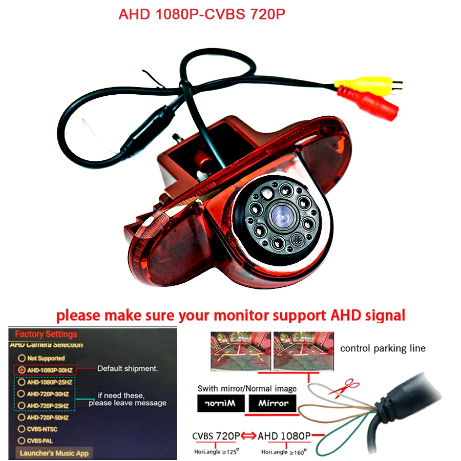 1920*1080P Ahd Luce Freno Auto Telecamera Retromarcia Per Renault Trafic Combo/Vauxhall Vivaro Nissan Primastar Fiat Talento Van