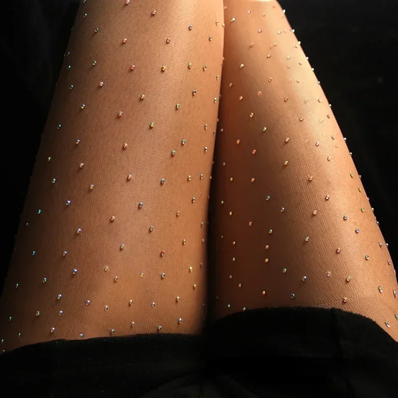New 20D Plus Size Tights Spider Stockings Women's Sexy Breathable Rhinestone Snagging Resistance Pantyhose Diamonds Stockings